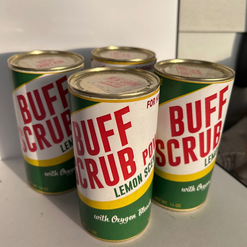 Buff Scrub Powder Cleanser Lemon Scent 14 Oz 4 Cans Vintage‎ Collectible